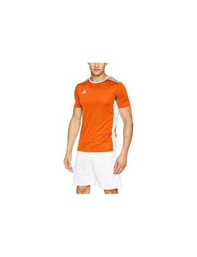 adidas Entrada 18 JSY Jersey de Fútbol de Manga Corta, Hombre, Naranja