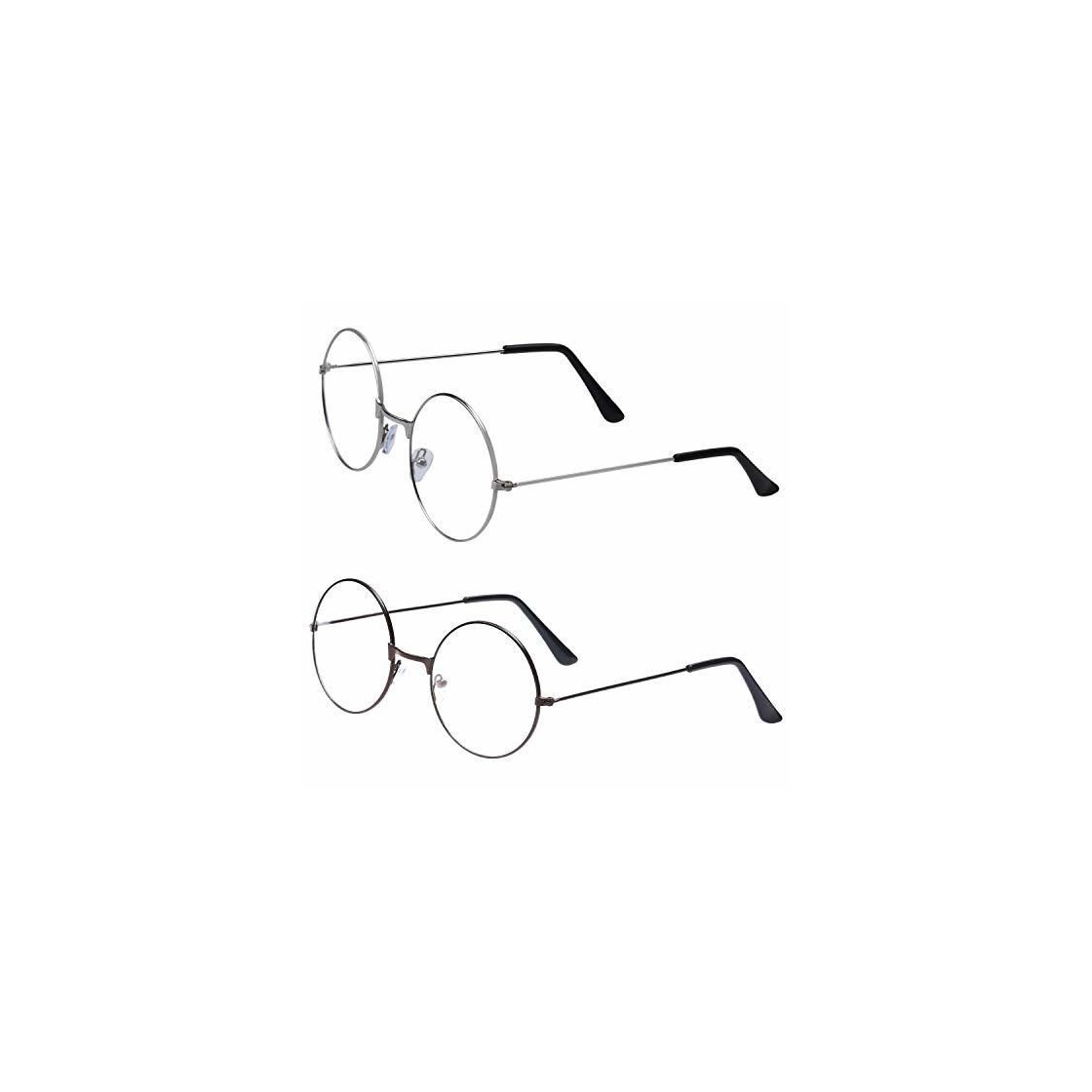 Beelittle Retro Clásico Marco redondo de metal Lentes transparentes Gafas Unisex Círculo