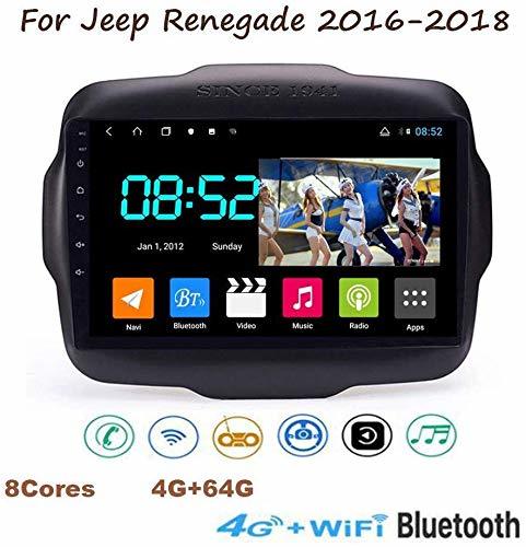 Social Android 8.1 GPS Navigation Stereo Radio, para Jeep Renegade 2016-2018, 9" 1080P