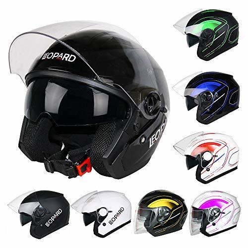 Product Leopard LEO-608 Casco Moto Jet Abierto con Doble Visera Mujer y Hombre