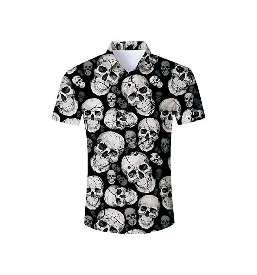 Producto Goodstoworld Camisa Halloween 3D Cráneo Camisa Hawaiana Hombre Original Funky Camisa Hawaiana Señores Manga Corta impresión De Hawaii Playa