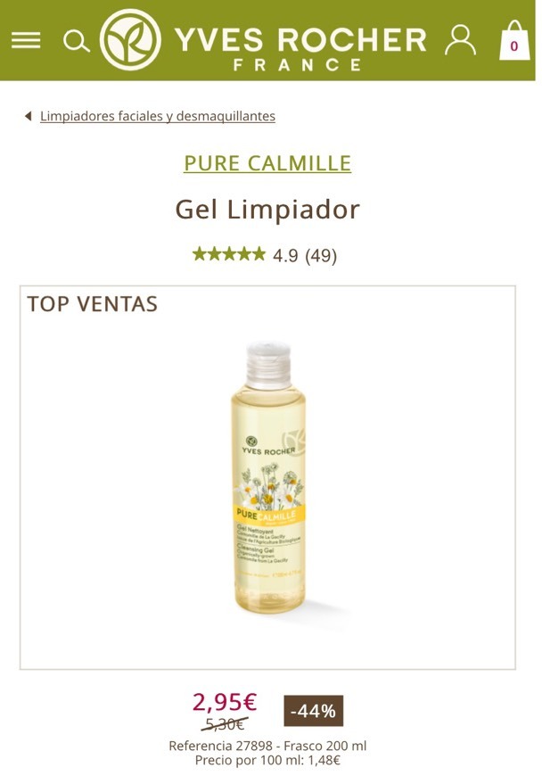 Moda Gel Limpiador Camomille - Yves Rocher 