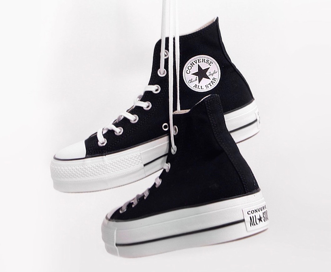 Moda Converse plataforma negras 