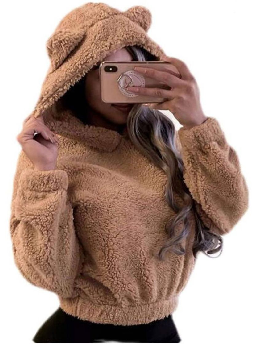 ChengZhong Womens Sherpa Pullover Soft Fuzzy Fleece Hoodie S