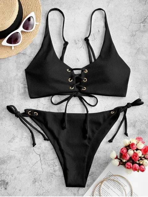 Bikini decote laços // Existe em preto ou branco 