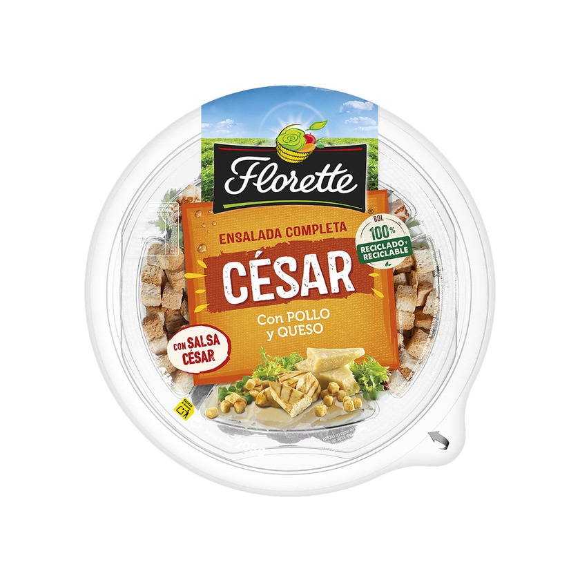 Producto FLORETTE Ensalada Completa César con pollo y queso tarrina 205 g