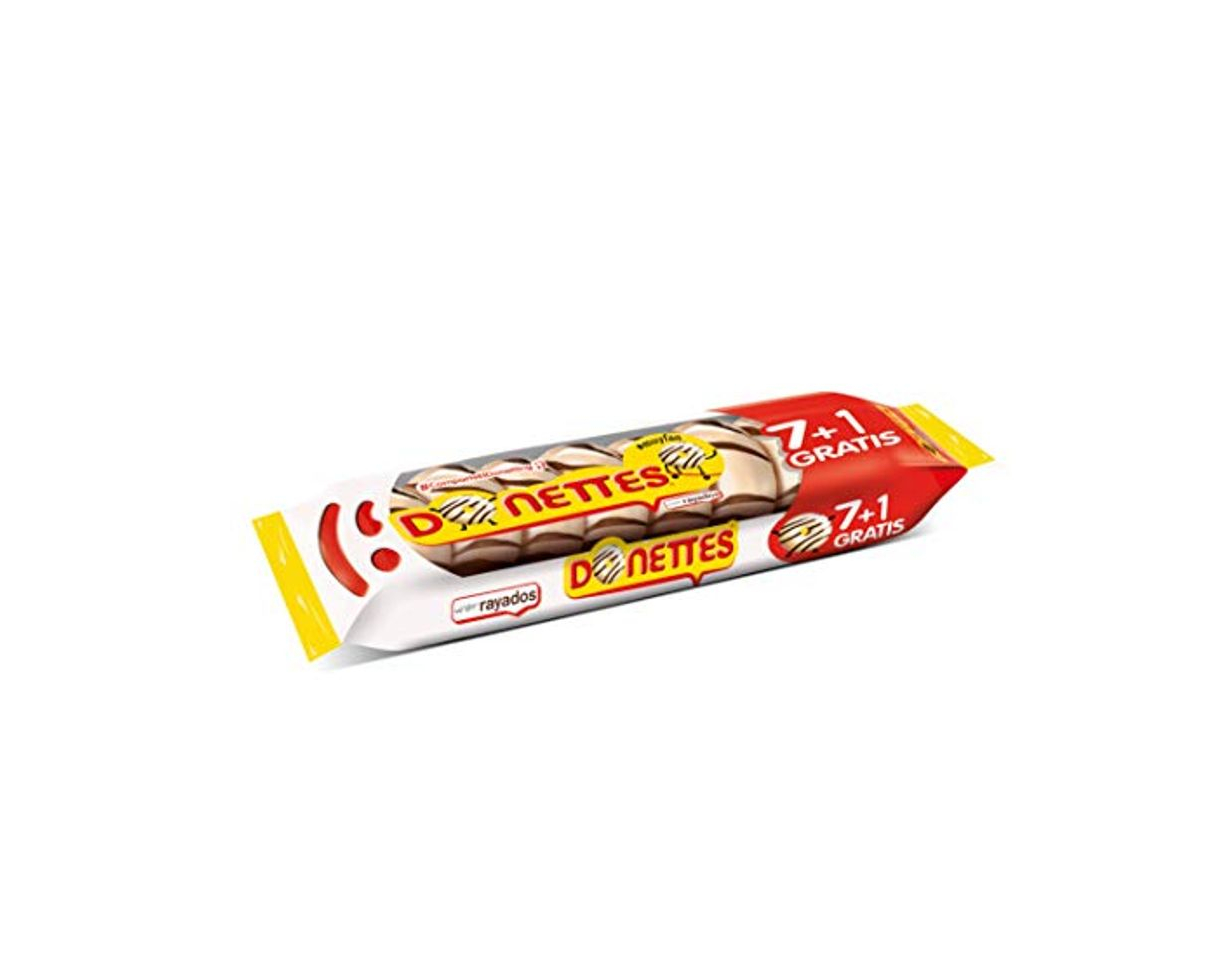 Product Donettes Rayados Cobertura Choco blanco y masa cacao  pack 7+1 unidad