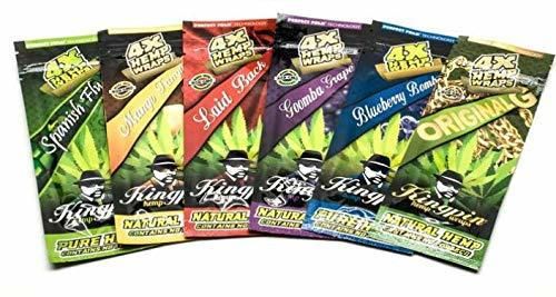 Kingpin 12 Bolsas de 4 Wraps Hemp Wraps - Mezcla 6 sabores