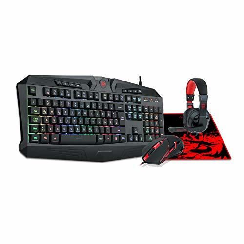 Redragon S101 Gaming Tastatur und Maus, Gaming Mauspad Gaming Headset Combo Set