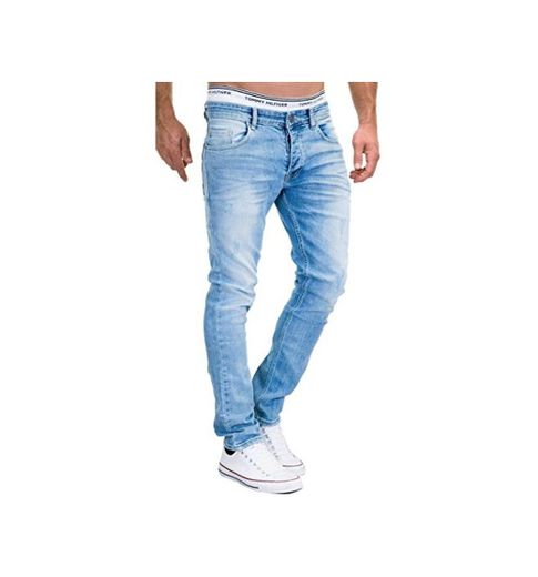 MERISH 9148-2100 - Pantalones Vaqueros Ajustados para Hombre 9148 Azul Claro