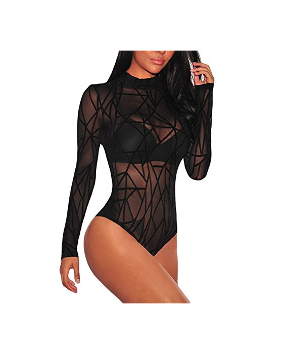 Social Aranmei Body Elástico para Mujer Body De Manga Larga para Mujer Mono