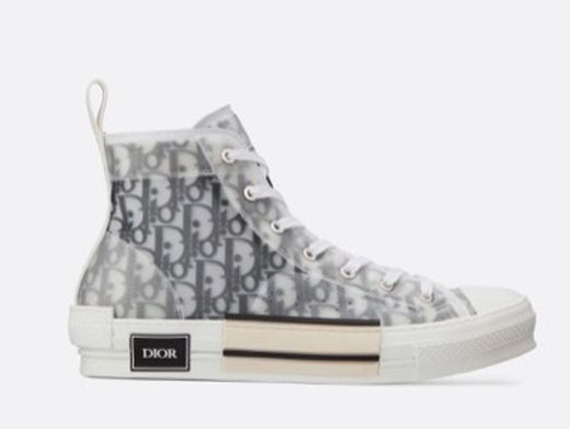 Sneaker de caña alta B23 Lona con motivo Dior Oblique blanco y