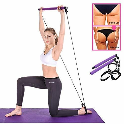 GYFHMY Bodybuilding Yoga Pilates Stick con Foot Loop - Core Strength Fitness
