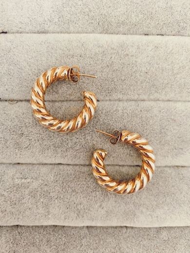 18k Gold Plated Striped Hoops