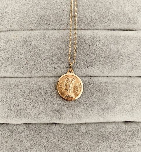 Milenalesecret 18K Gold Plated Talisman Coin Necklace Safira By