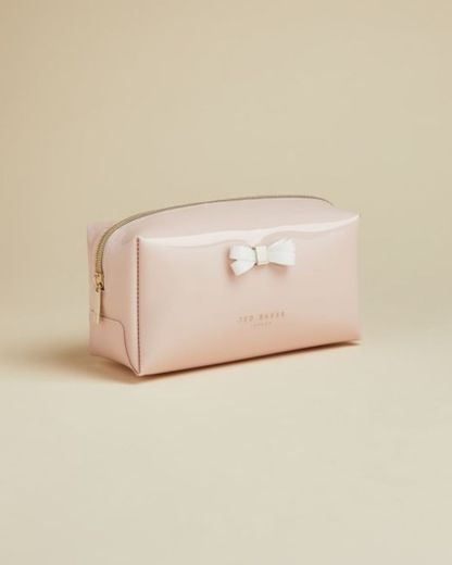 Bow detail make up bag - Dusky Pink