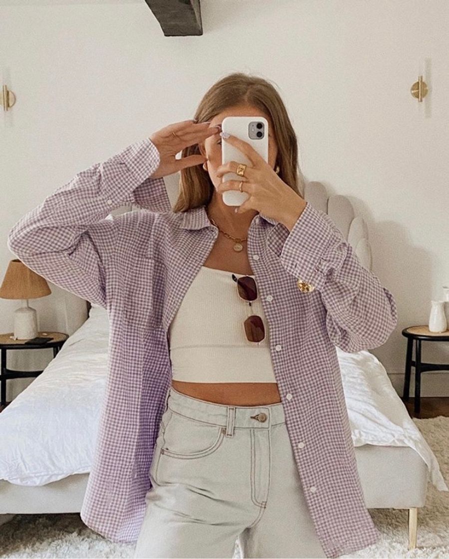 Social Camisa cuadros lila 🤍