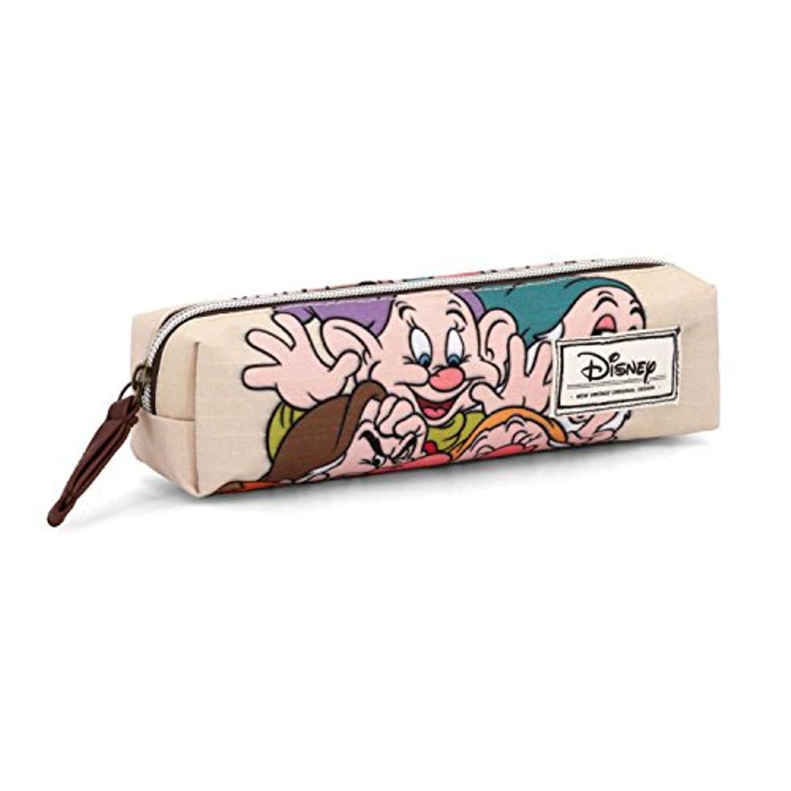 Social 7 Enanitos- Estuche portatodo Cuadrado, Color Beige, 22 cm