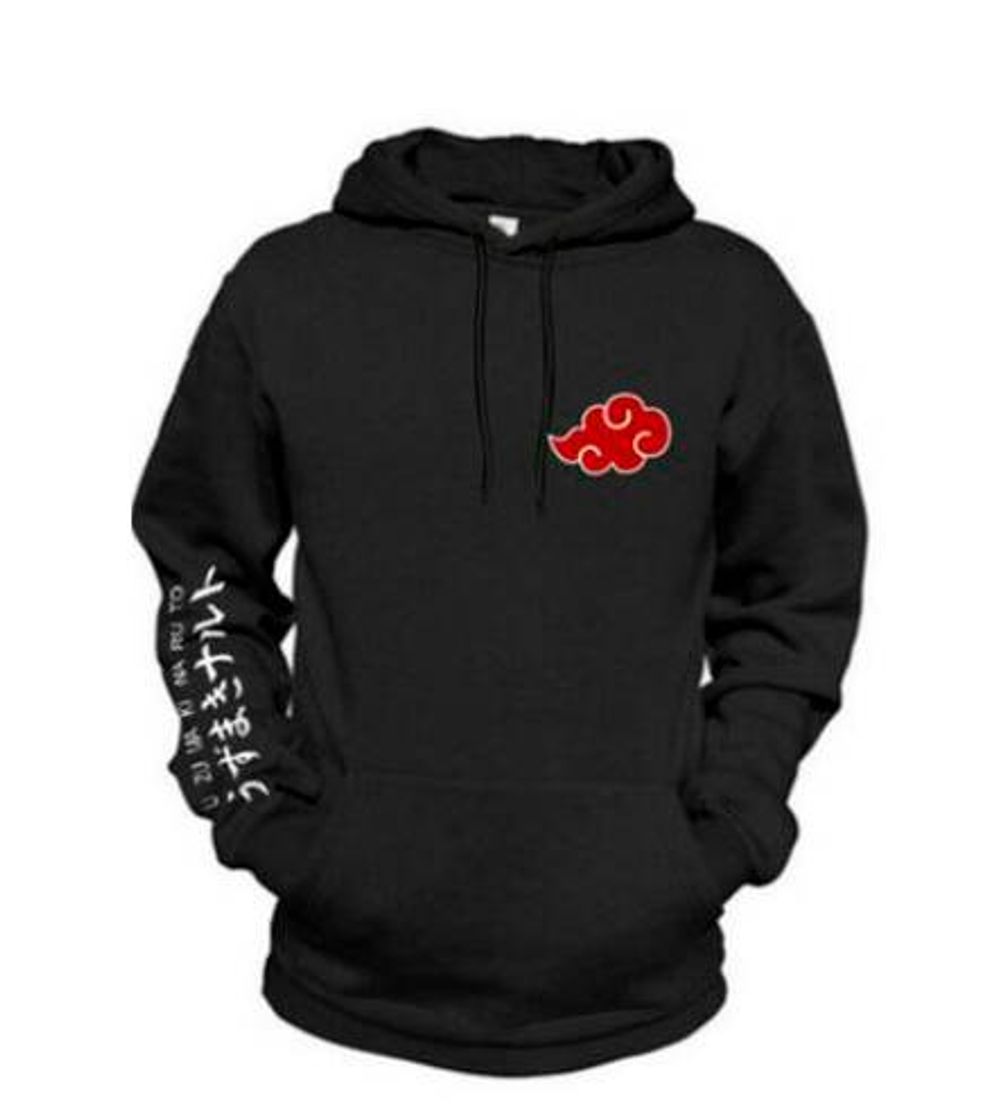 Fashion Moletom Flanelado Canguru Preto Naruto akatsuki 