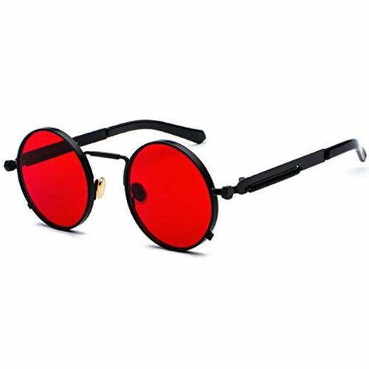 Kennifer Steampunk redonda Retro Metálico gafas de sol para hombres y mujeres