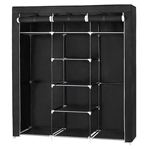 SONGMICS Armario Closet Organizador Textil Plegable Color Negro 175 x 150 x