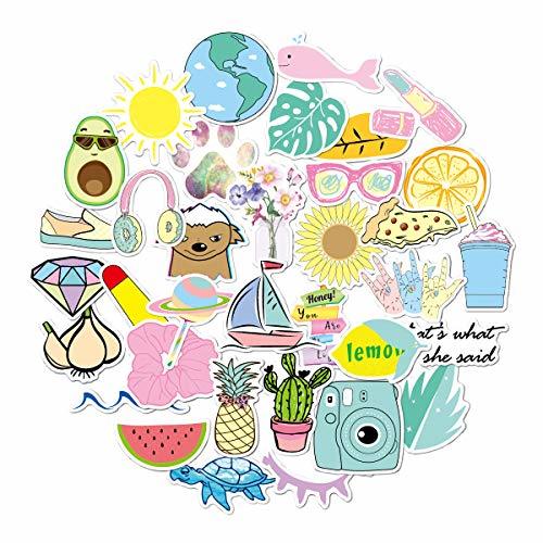 Social MIANRUII 35PCS Pegatinas de Botellas de Agua para VSCO Girls-Cute Paquete de