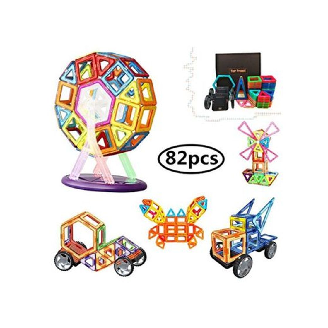 Social Bloques de construcción de Bloques magnéticos de 64 Piezas Juegos educativos para