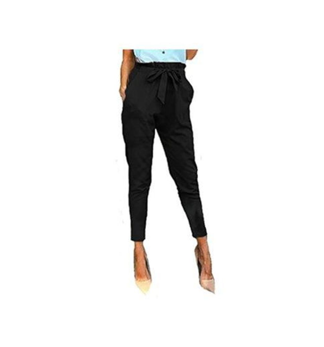 Social StyleDome Mujer Pantalones Pitillo Oficina Bolsillos Deportivos Cordón Lazo Caqui EU 36