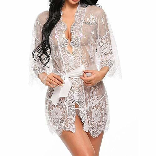 Product Bodis Lencería para Mujer Sexy Ladies Lace Ruffles Robe Lingerie Ropa De