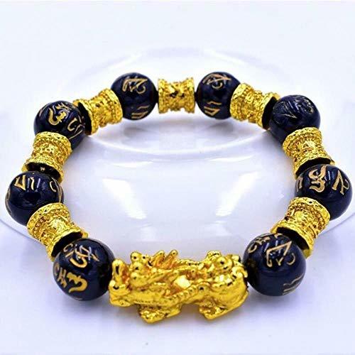 Product LIBO Joyas 1Pc Unisex Feng Shui Black Obsidian Alloy Wealth Bracelet Jewelry