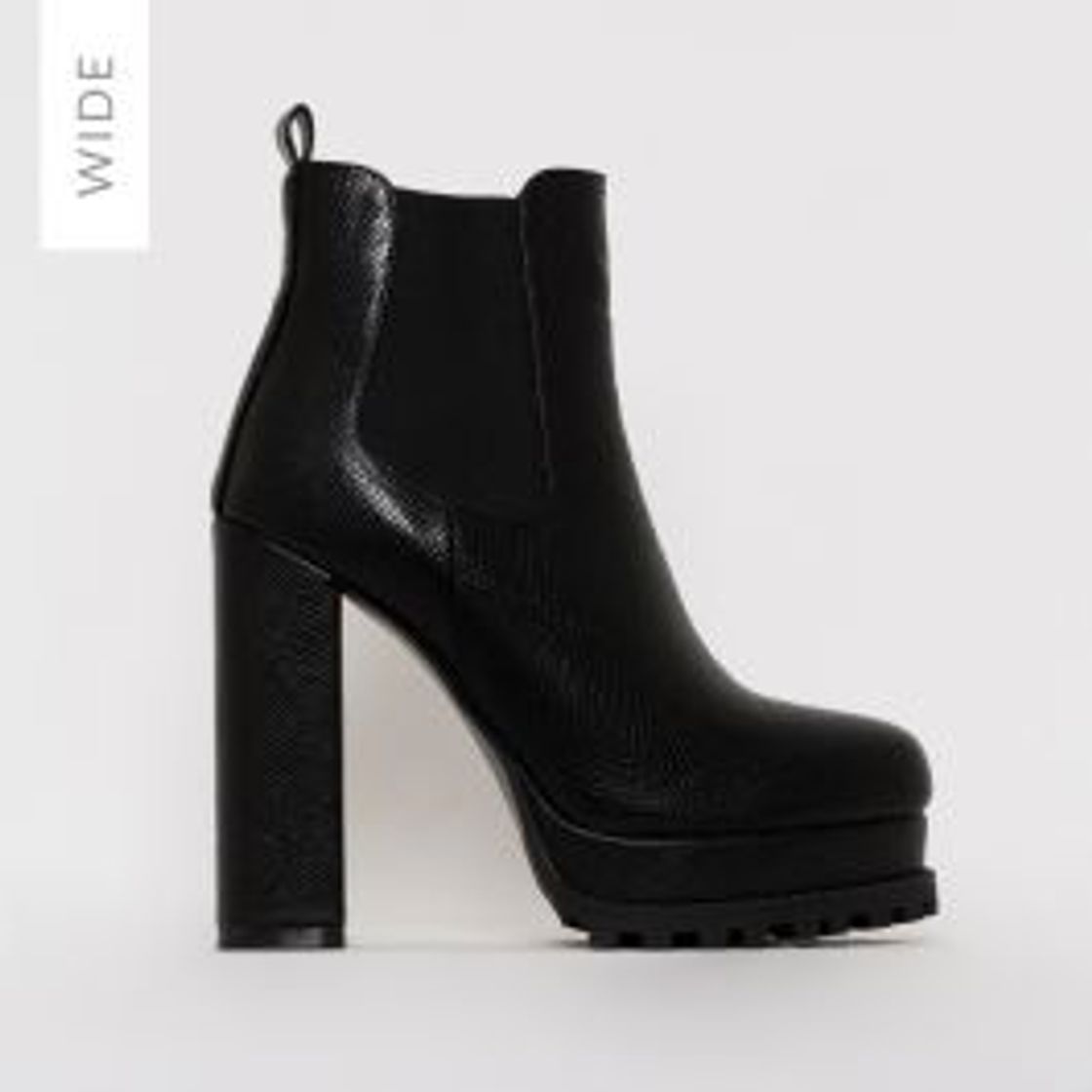 Moda Aura Wide Fit Black Platform Ankle Boots