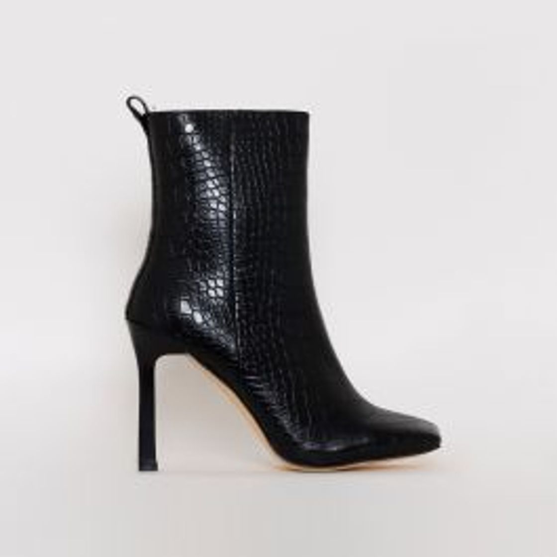 Fashion Burra Black Croc Print Stiletto Ankle Boots