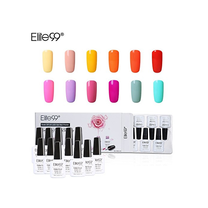 Belleza Elite99 Esmalte Semipermanente UV LED 12pcs Kit Uñas de Gel Pintauñas Esmalte