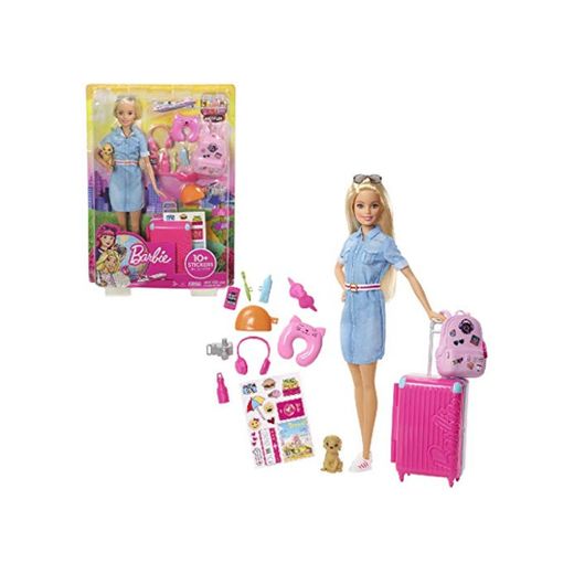 Barbie Vamos de viaje, muñeca con accesorios