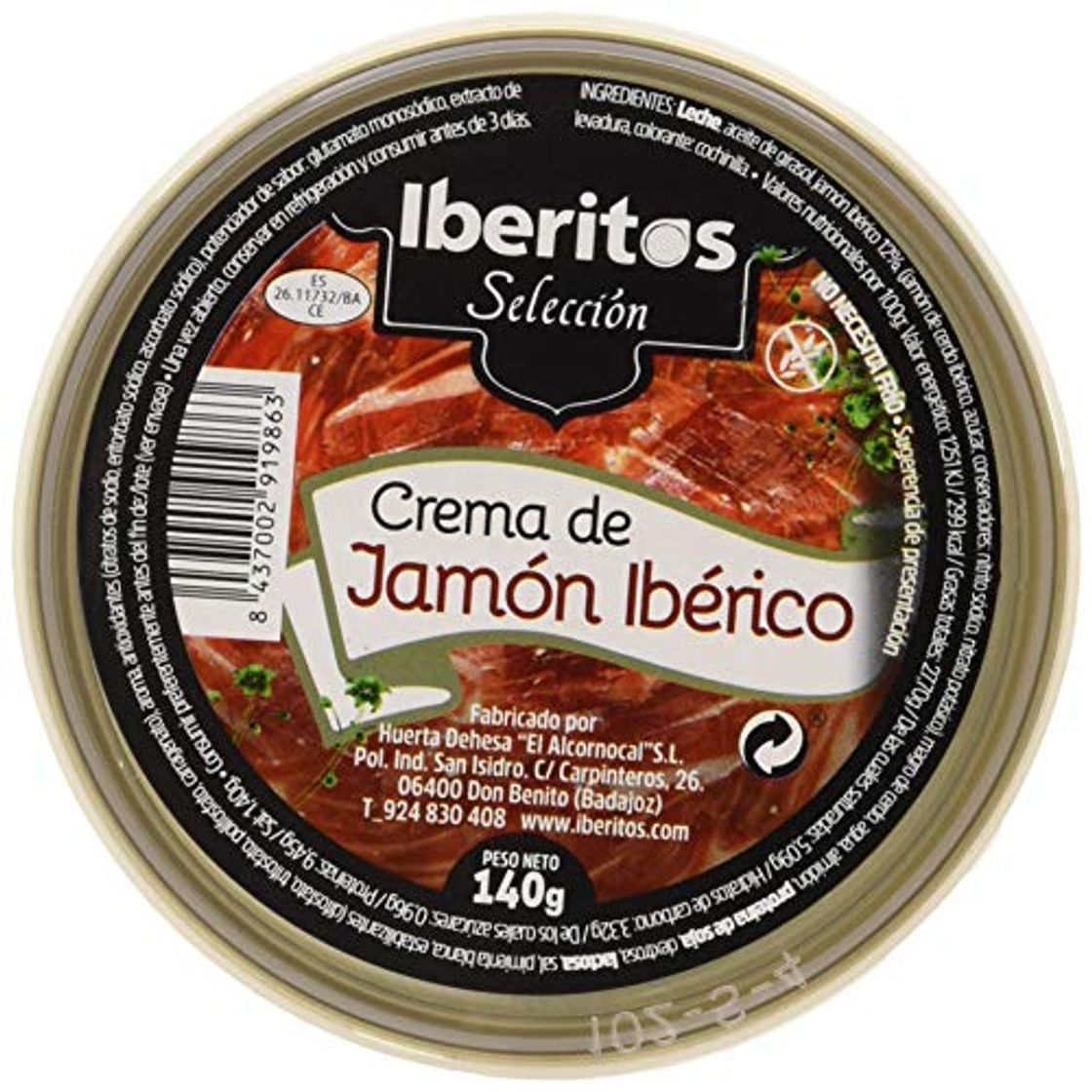 Productos Iberitos Crema de Jamón Ibérico - Paquete de 10 x 140 gr