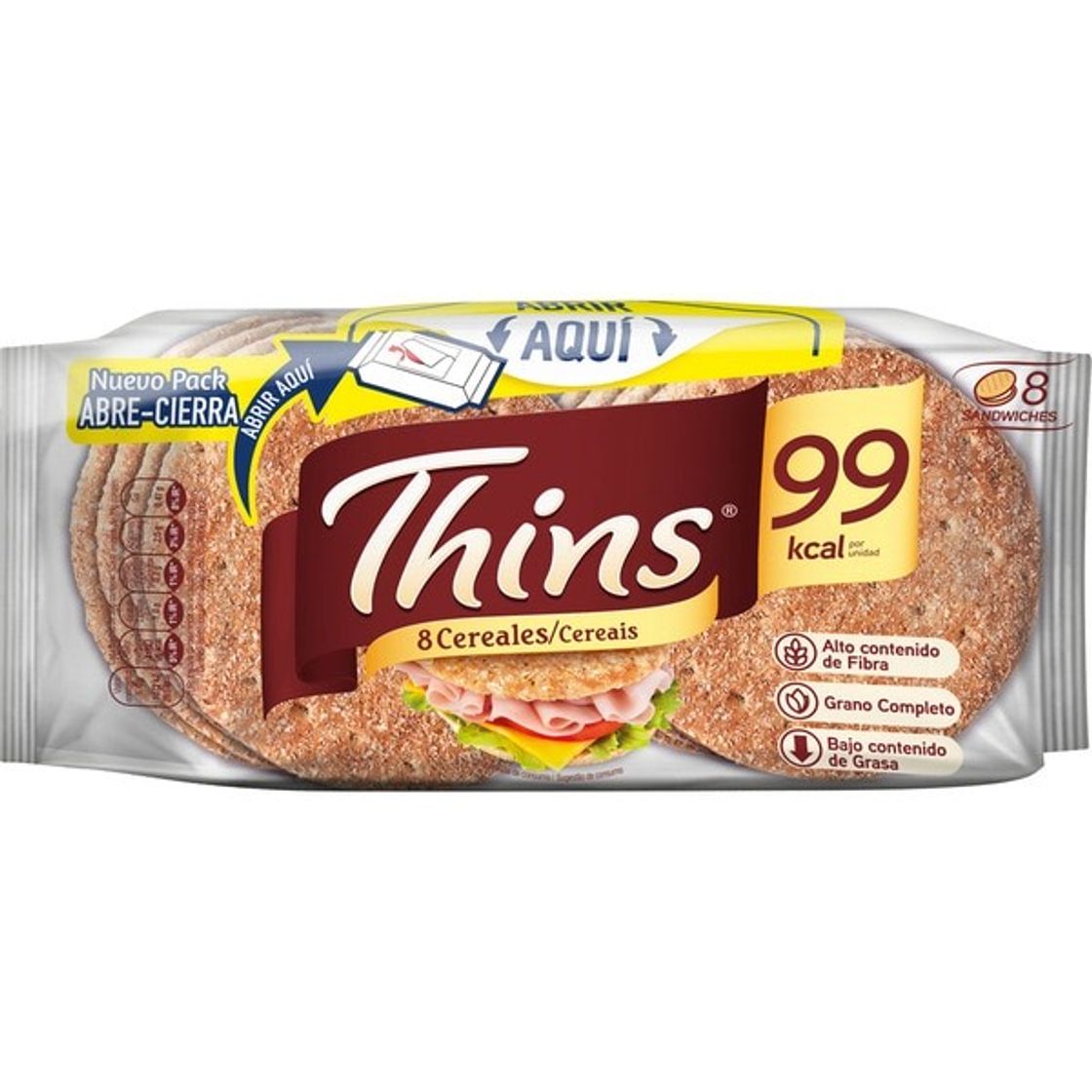 Moda Sandwich pan con 8 cereales bajo en grasa rico en fibras grano ...