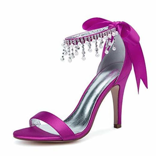 MEILISHOE Womens Satin Spring Summer Sweet Wedding Shoes Stiletto Heel Round Toe