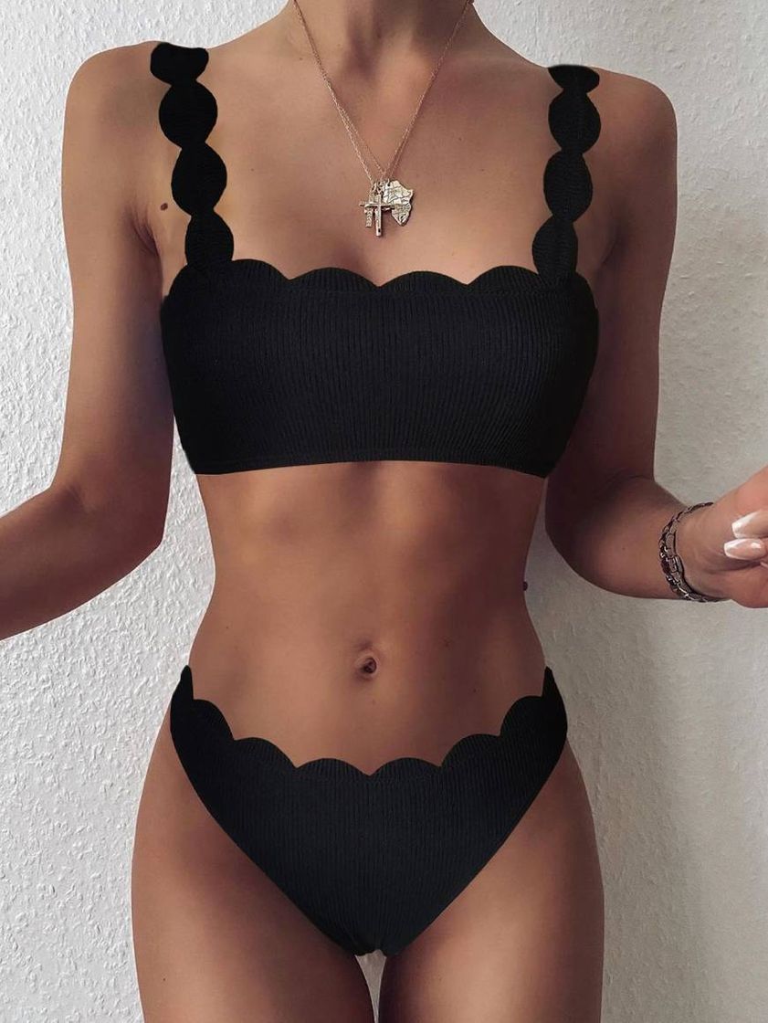 Social Bañador bikini ribete en abanico de canalé