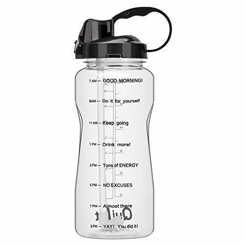 QuiFit 2l Botella de Agua Deportiva con Tiempo de Motivación Marcado Botella