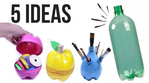 5 Ideas de reciclaje con Botellas de Plastico - YouTube