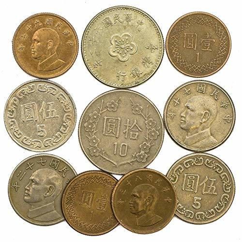10 Monedas Antiguas de Taiwán. Sistemas de Bolsa de Moneda cobrable Monedas