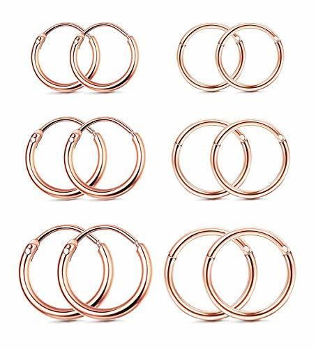 Finrezio 6 Pares Aro De Acero Inoxidable Pendientes Huggie Aretes Para Mujeres