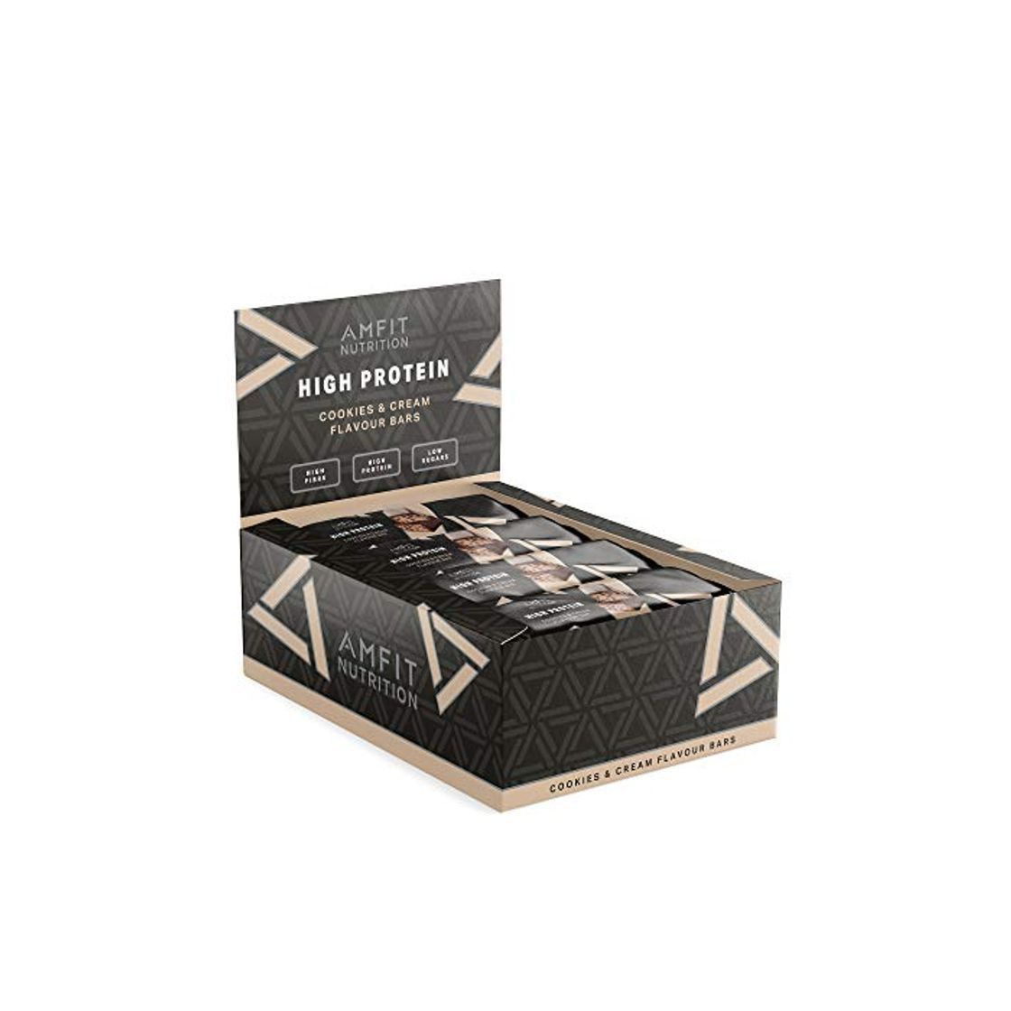 Social Marca Amazon- Amfit Nutrition Barrita de proteínas sabor a Cookies & Cream,