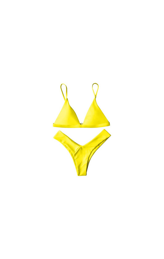 Product ZAFUL Mujer Sólido Tanga Corte Alto Bikini Conjuntos