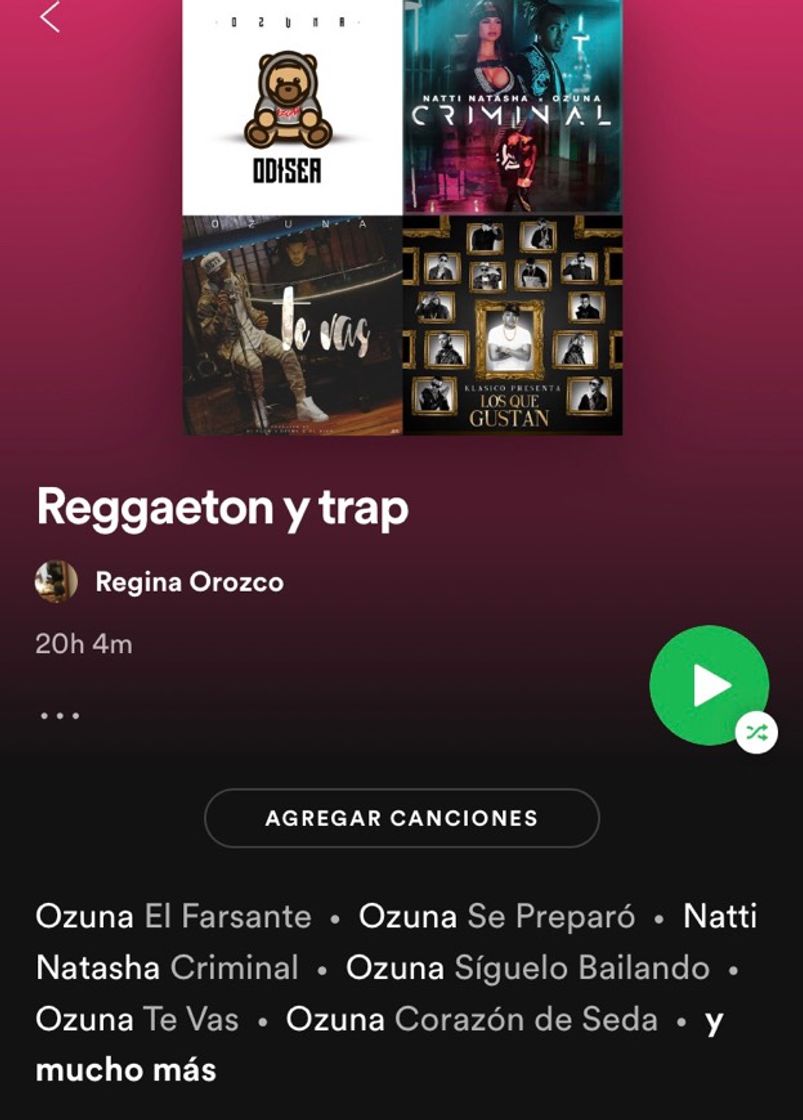 Canción Playlist Spotify de Reggaetón y Trap