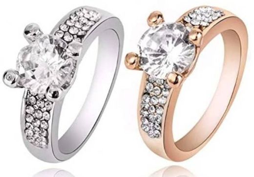 WZYMNJZ Boda Nupcial Anillos De Compromiso para Las Mujeres De Plata De