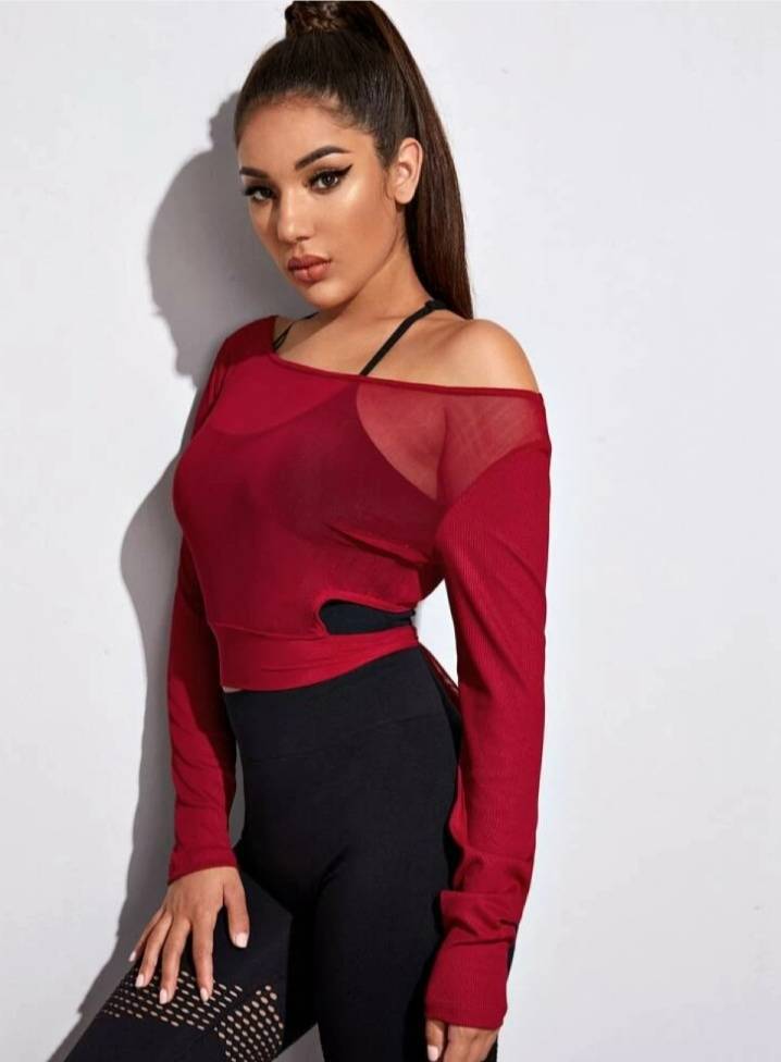 Camiseta Deportiva De Malla Fina De Espalda Con Cordón