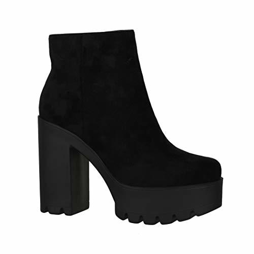 Lugar Elara Botines de Mujer Chelsea Boots Chunkyrayan HQ115 Black-37