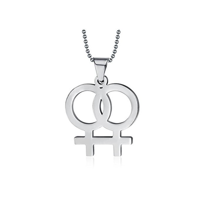 Product VNOX Gay Lesbian Pride Mujeres Niñas Acero Inoxidable Símbolo Femenino Interlock Charm