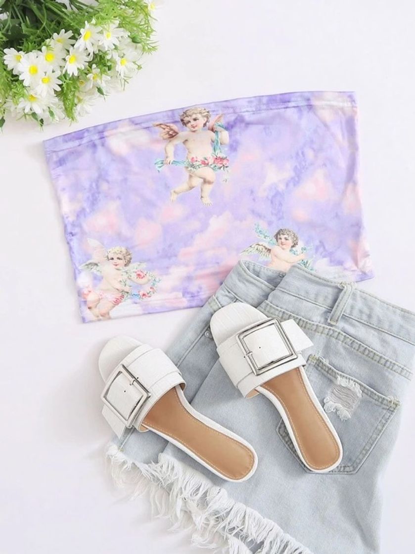 Social Angel Graphic Tube Top